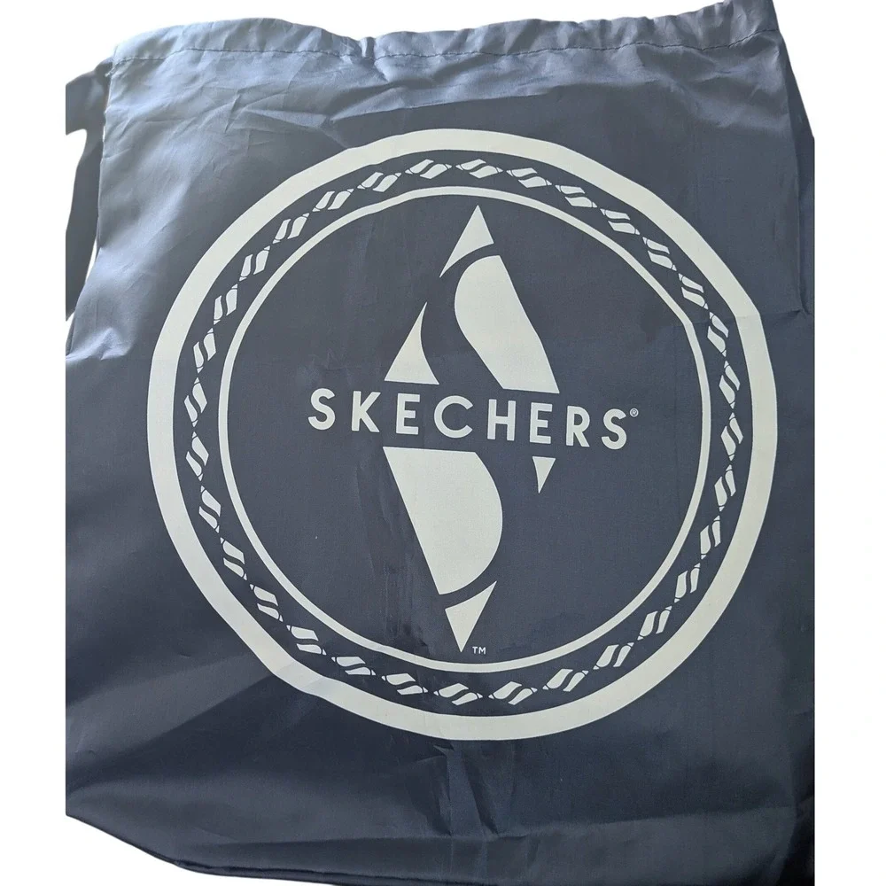 Skechers Drawstring Cinch Backpack Navy Blue Logo Gym Travel Bag Lightweight